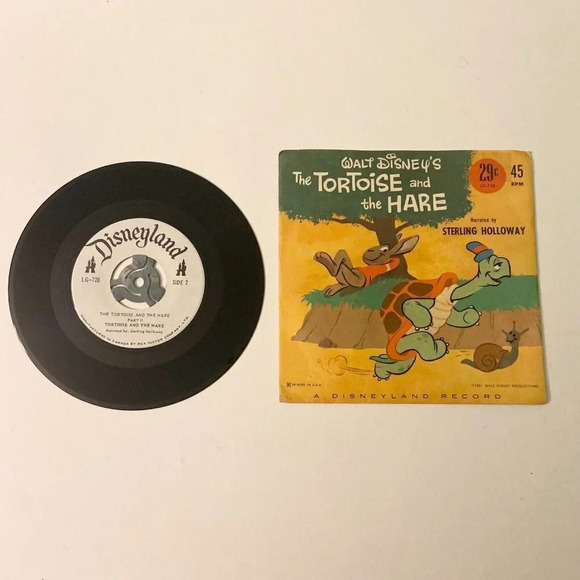 Vintage 1961 Walt Disneys The  Tortoise and the Hare 45 Record with Sleeve - Picture 3 of 14